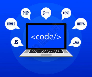 以膝上型和虚拟屏幕制作网站和应用程序软件编html5和ph代码矢量背景演示编程代码ph开发编概念网站开发和应用程序软件编使用膝上